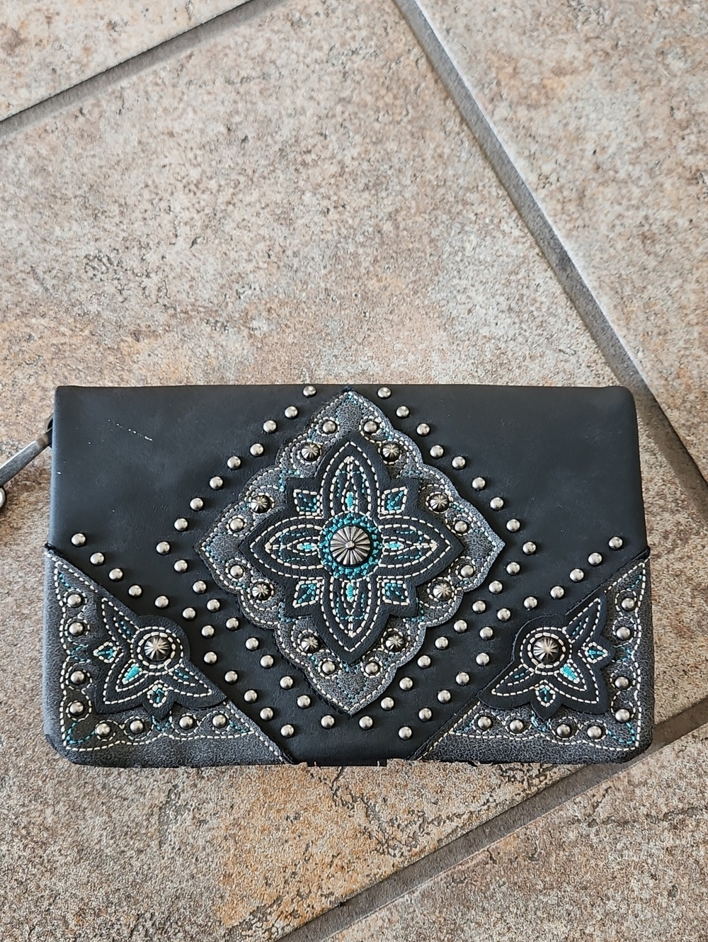 American Bling Wristlet Clutch with Turquoise Accents